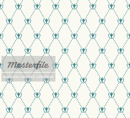Vector seamless pattern. Modern stylish texture. Geometric tiles with dotted rhombus in vintage floral style