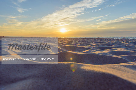 Sandy Beach at Sunrise, Bunken, Aalbaek Bay, Baltic Sea, North Jutland, Denmark
