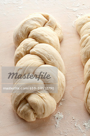 Unbaked bread plaits