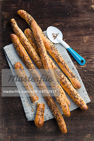 Caraway sticks on a fabric napkin