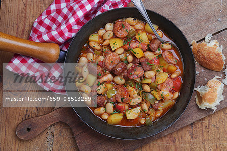 Rustic bean and sausage stew
