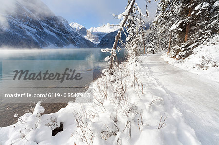 Path along Lake Louise, Banff National Park, UNESCO World Heritage Site, Rocky Mountains, Alberta, Canada, North America