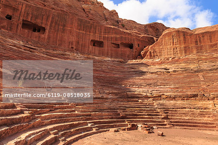 Theatre carved into the mountainside, Petra, UNESCO World Heritage Site, Jordan, Middle East