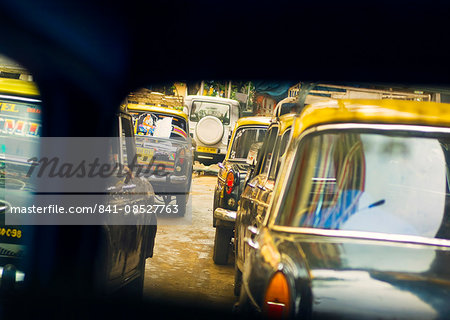 Taxis in a traffic jam, Mumbai (Bombay), India, South Asia