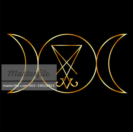 Wiccan symbol, Triple Goddess with sigil of Lucifer