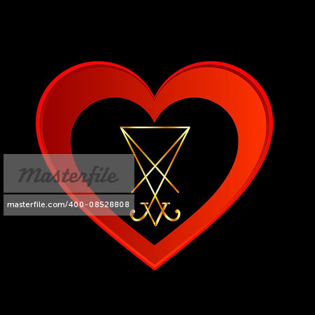 Sigil of Lucifer in red heart