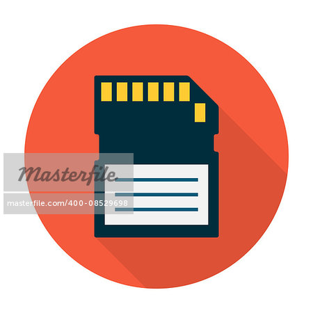 Memory card icon flat. Editable EPS vector format