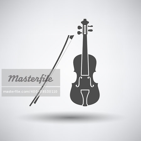 Violin icon on gray background with round shadow. Vector illustration.