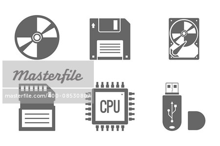 Digital Data Vector Icons Set. Editable EPS vector format