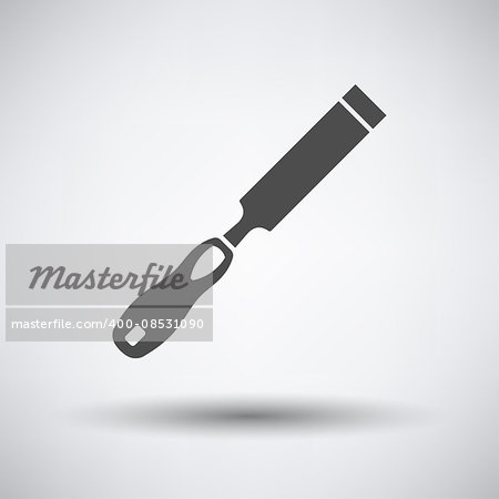 Chisel icon on gray background with round shadow. Vector illustration.