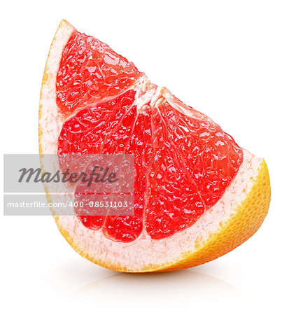 Slice of grapefruit citrus fruit isolated on white with clipping path