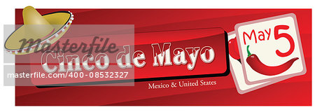 Banner for the Cinco de Mayo, celebrated on 5 May. Vector illustration.