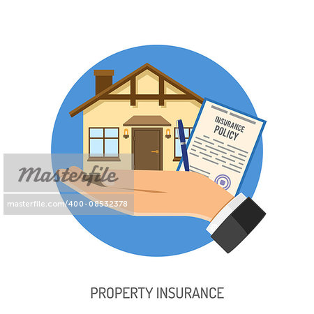 Insurance Flat Icons Set for Poster, Web Site, Advertising like House, House and Policy.