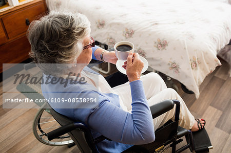 Senior woman drinking coffee