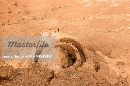 Herod the Great's hanging palace from above, Judaean desert beyond, Masada, UNESCO World Heritage Site, Israel, Middle East