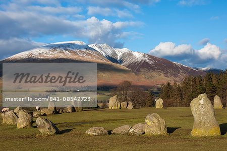 Saddleback [Blencathra], from Castlerigg Stone Circle, Lake District National Park, Cumbria, England, United Kingdom, Europe