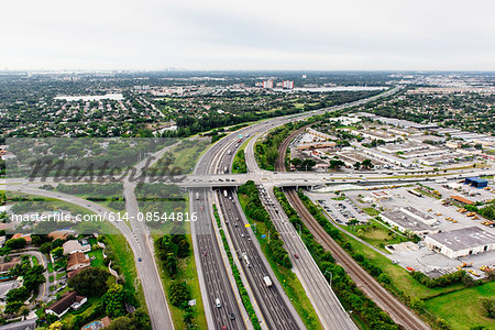 Aerial view of highway and flyover, Miami, Florida, USA