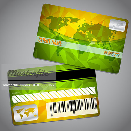 Loyalty card design with world map and green orange background