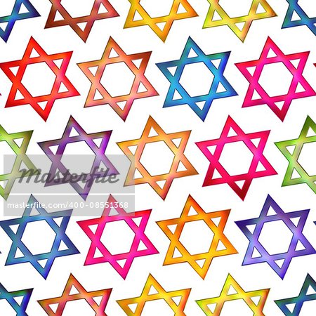 Seamless texture colorful symbol Jewish star backgrounds