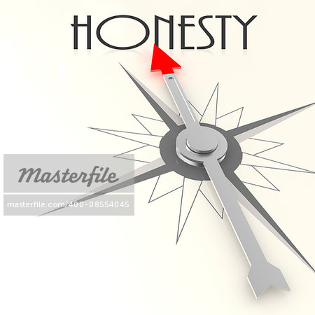 Compass with honesty word image with hi-res rendered artwork that could be used for any graphic design.