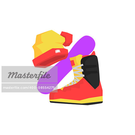 Boot, Winter Hat And Board Flat Isolated Simple Design Vector Illustration on White Background