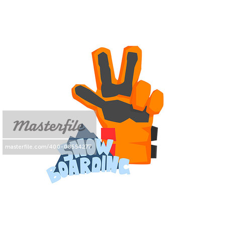 Snowboarding Glove With Logo Flat Isolated Simple Design Vector Illustration on White Background