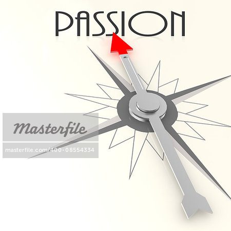 Compass with passion word image with hi-res rendered artwork that could be used for any graphic design.