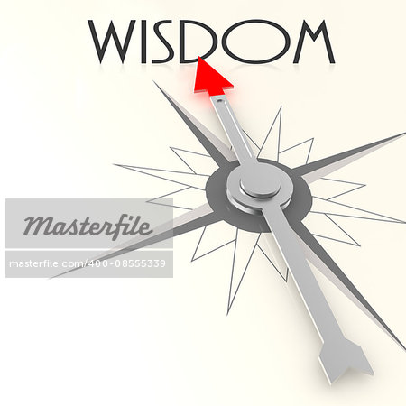 Compass with wisdom word image with hi-res rendered artwork that could be used for any graphic design.