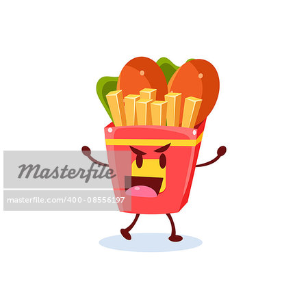 Junk Food Cartoon Character  Simple Flat Vector Drawing In Childish Fun Style Isolated On White Background