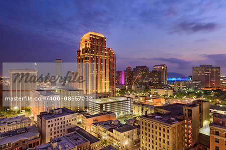 New Orleans, Louisiana, USA CBD skyline at night.