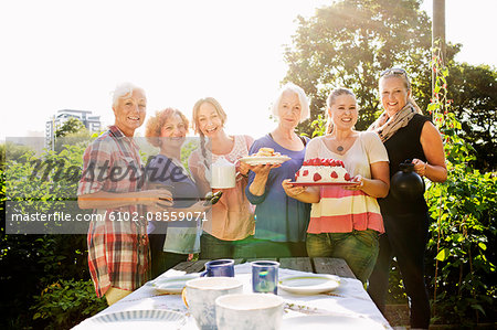 Women enjoying garden party