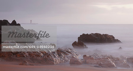 Rocky coastline at dusk