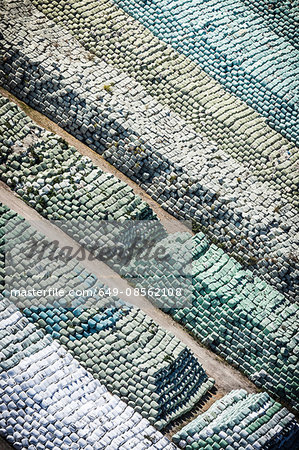 Stacks of silage bags in rows, Welzow, Brandenburg, Germany Stacks of silage bags in rows, Welzow, Brandenburg, Germany