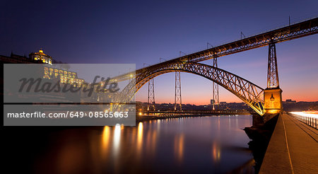 Dom Luis bridge at night, Porto, Portugal