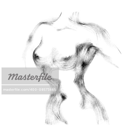 Silhouette of beautiful nude  woman vector illustration. Sketch artwork of woman body.