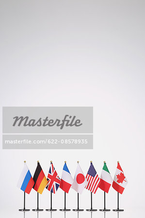 National flags on white background