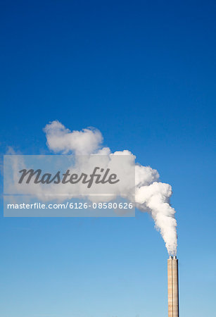 Sweden, Goteborg, Pollution from industrial smoke stack