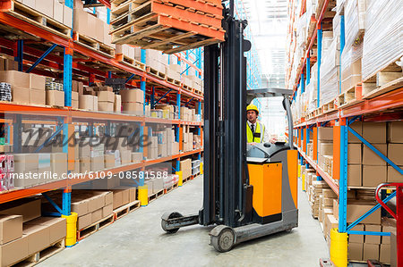 Warehouse manager using a forklift