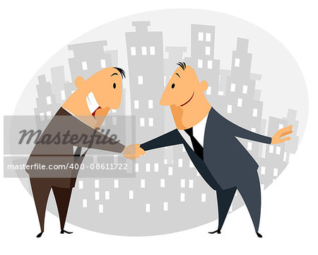 Vector illustration of two businessmen handshake
