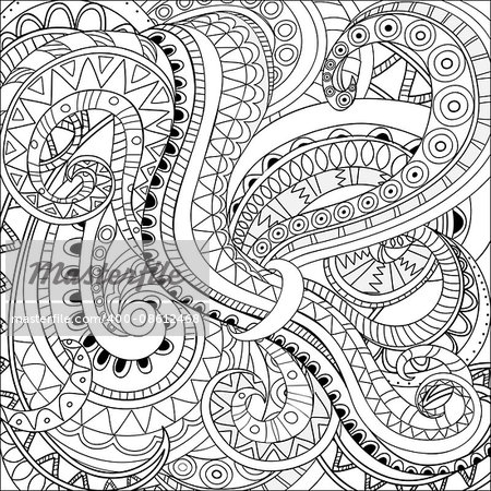 Hand drawn doodle monochrome abstract background. Image for adult coloring pages, books.  Vector illustration - eps 10.