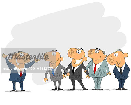 Vector illustration of a business team and leader