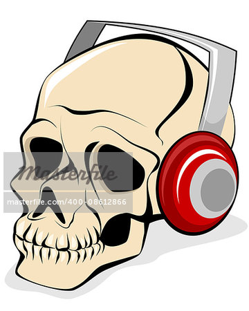 Vector illustration of a skull in headphones