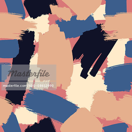 Vector seamless brushstrokes pattern in bright colors, abstract trendy background
