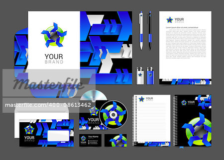 set of corporate identity for your business logo with abstract and abstract background blue.