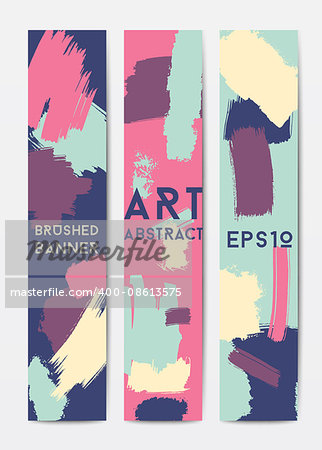 Modern grunge brush postcard template, vertical banner, art vector cards design in bright colors