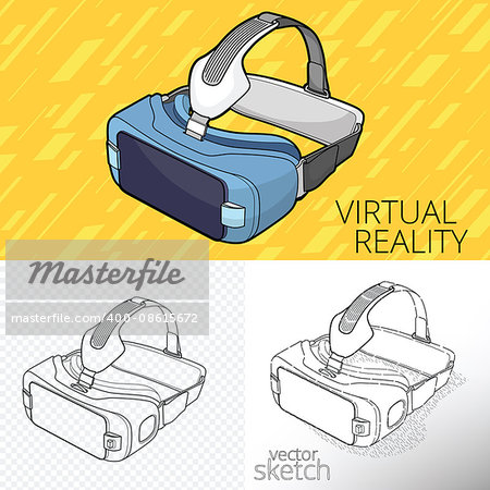 Vector drawing of VR Virtual 3d reality goggles