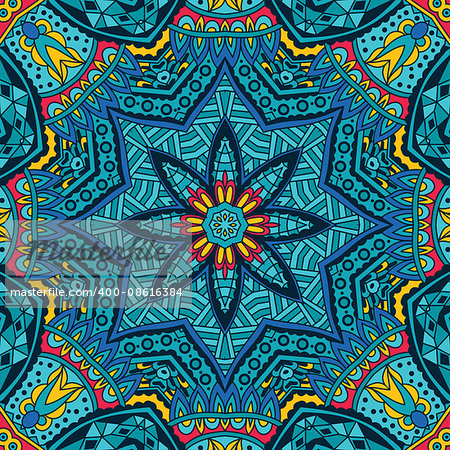 Abstract festive colorful geometric vector ethnic tribal pattern
