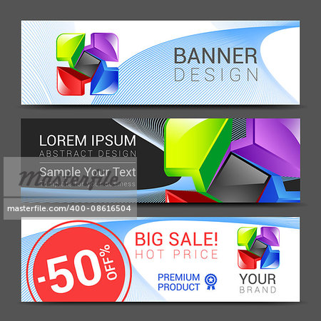 a set of horizontal banners with abstract full color logo for your business.