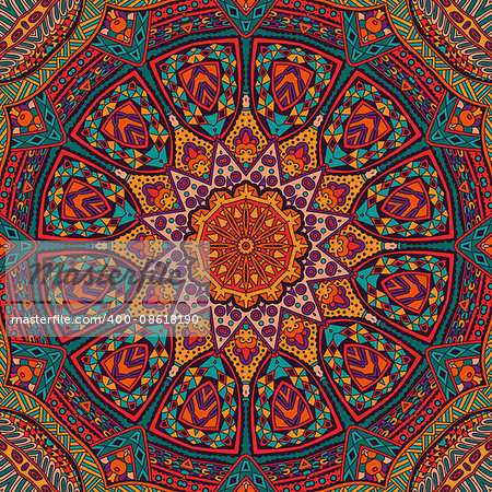 Abstract festive colorful mandala vector ethnic tribal pattern