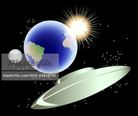 Abstract background with earth, moon and sun. EPS10 vector illustration.